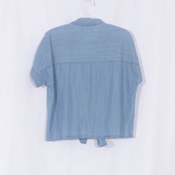 MADEWELL Denim Short Sleeve Tie Front Shirt Size S - Picture 6 of 11